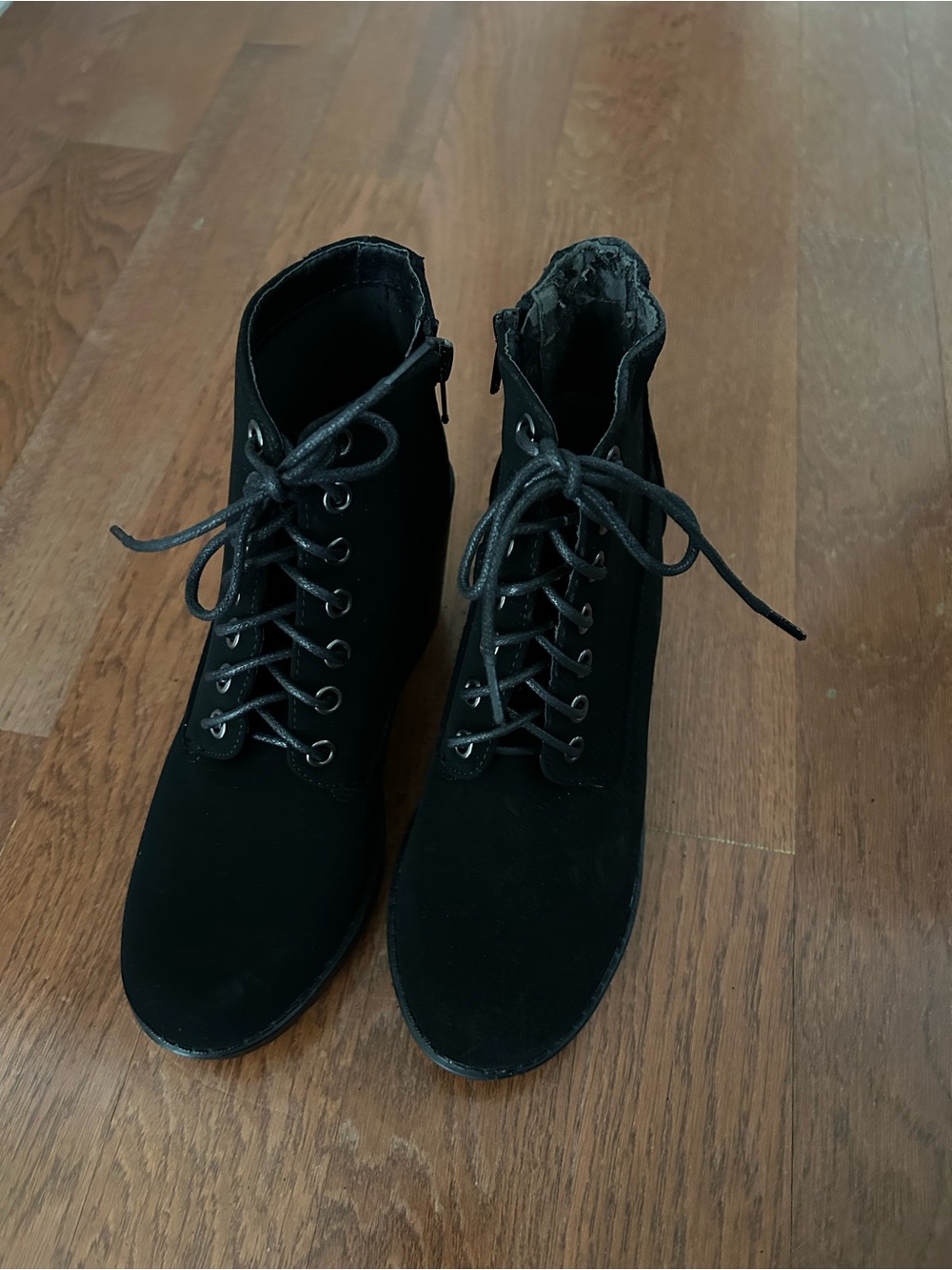 Bonnibel Black Lace-Up Ankle Booties